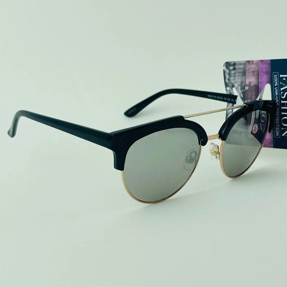 SG00724 Fashion Sunglasses For Women's Round 100% UVA/UVB Protection, Black - Picture 2 of 6